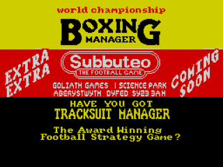 World Championship Boxing Manager title screen for ZX Spectrum